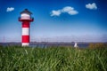 Lighthouse Elbe Germany With Blue Sky And Clouds Royalty Free Stock Photo