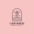 lighthouse emblem logo minimalist vector symbol illustration design, line style Royalty Free Stock Photo