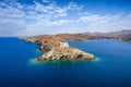 The lighthouse entering the port of Kea island, Greece Royalty Free Stock Photo