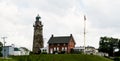 The lighthouse at Fairport Harbor ohio during a summer day. Royalty Free Stock Photo