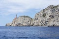 Lighthouse `Faro di Punta Carena`, Anacapri, Capri island, Italy. Royalty Free Stock Photo