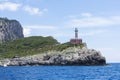 Lighthouse `Faro di Punta Carena`, Anacapri, Capri island, Italy. Royalty Free Stock Photo