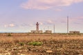 Lighthouse in field