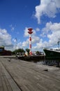 Lighthouse in the Fishing Port of Bremerhaven Royalty Free Stock Photo