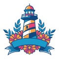lighthouse flowers banner, architecture guidance building construction Royalty Free Stock Photo