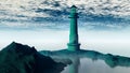 Lighthouse fog, wide Royalty Free Stock Photo