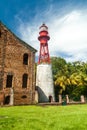 Lighthouse at a former penal colony at Ile Royale