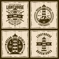 Lighthouse four nautical vector vintage emblems