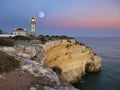 Lighthouse, Full Moon at Night