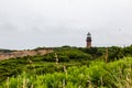 Lighthouse Gay Head Martha`s Vineyard with collapsing cliff Royalty Free Stock Photo