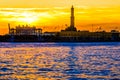 The lighthouse of Genoa called Lanterna at sunset, Italy Royalty Free Stock Photo