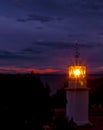 The Lighthouse Glowing At Dark Night On Coast Spain