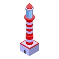 Lighthouse guide icon, isometric style