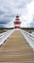 Lighthouse in harbor village Rheinsberg Royalty Free Stock Photo