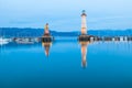 Lighthouse at harbour in Lindau, Lake Constance in Germany. Bodensee Royalty Free Stock Photo