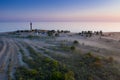 Lighthouse and hause on the small island in the Baltic Sea. Architecture on the Osmussaar Royalty Free Stock Photo