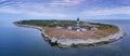 Lighthouse and hause on the small island in the Baltic Sea. Architecture on the Osmussaar Royalty Free Stock Photo