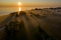 Lighthouse and hause on the small island in the Baltic Sea. Architecture on the Osmussaar Royalty Free Stock Photo