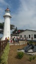 Lighthouse and helm at Morro do Moreno, at Vila Velha, Espirito Santo, Brazil Royalty Free Stock Photo