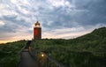 Lighthouse on the hilltop with wooden stairs on Sylt Island, Germany