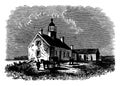 Lighthouse On Horse Island, Vintage Illustration