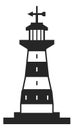 Lighthouse icon. Coast light tower for navy orientation