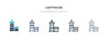Lighthouse icon in different style vector illustration. two colored and black lighthouse vector icons designed in filled, outline Royalty Free Stock Photo