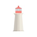 Lighthouse icon in flat style isolated on white background. Vector illustration eps10 Royalty Free Stock Photo