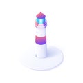 Lighthouse icon illustration in isometric vector design. Futuristic light house object isolated on white background