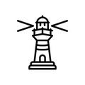 Black line icon for Lighthouse, light and tower Royalty Free Stock Photo