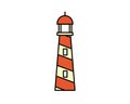 Lighthouse icon, line design. Minimalistic logo design. Vector illustration EPS 10 isolated on white background Royalty Free Stock Photo