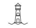 Lighthouse icon, line design. Minimalistic logo design. Vector illustration EPS 10 isolated on white background Royalty Free Stock Photo