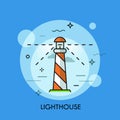 Lighthouse Icon logo line flat design. Vector illustration. Royalty Free Stock Photo