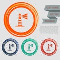 Lighthouse icon on the red, blue, green, orange buttons for your website and design with space text.