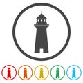 Lighthouse icon. Set icons in color circle buttons Royalty Free Stock Photo