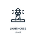 lighthouse icon vector from holland collection. Thin line lighthouse outline icon vector illustration. Linear symbol for use on Royalty Free Stock Photo
