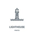 lighthouse icon vector from pirates collection. Thin line lighthouse outline icon vector illustration. Linear symbol for use on