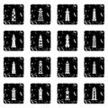 Lighthouse icons set grunge vector Royalty Free Stock Photo