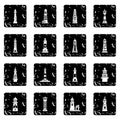 Lighthouse icons set grunge vector Royalty Free Stock Photo