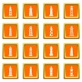 Lighthouse icons set orange square vector