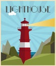 lighthouse illustration art deco style Royalty Free Stock Photo
