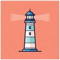 Lighthouse Illustration with Light Beams Royalty Free Stock Photo
