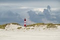 Lighthouse and Kniepsand beach, Wittdun on Amrum island, North Frisia, Schleswig-Holstein, Germany Royalty Free Stock Photo