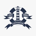 Lighthouse label,logo or badge template. Vector illustration.