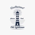 Lighthouse label,logo or badge template. Vector illustration.