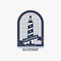 Lighthouse label,logo or badge template. Vector illustration.