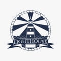 Lighthouse label,logo or badge template. Vector illustration.