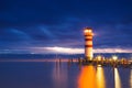 Lighthouse at Lake Neusiedl at sunset