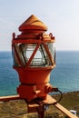 lighthouse lamp / glass large lamp at the sea lighthouse, a large light source, an industrial lighthouse for sailors, Odessa. Royalty Free Stock Photo