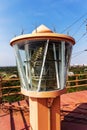 lighthouse lamp / glass large lamp at the sea lighthouse, a large light source, an industrial lighthouse for sailors, Odessa. Royalty Free Stock Photo